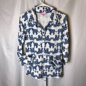 Lilly Pulitzer Pullover Sweatshirt Sz XS Blue Elephant Print Style 13153 Coastal